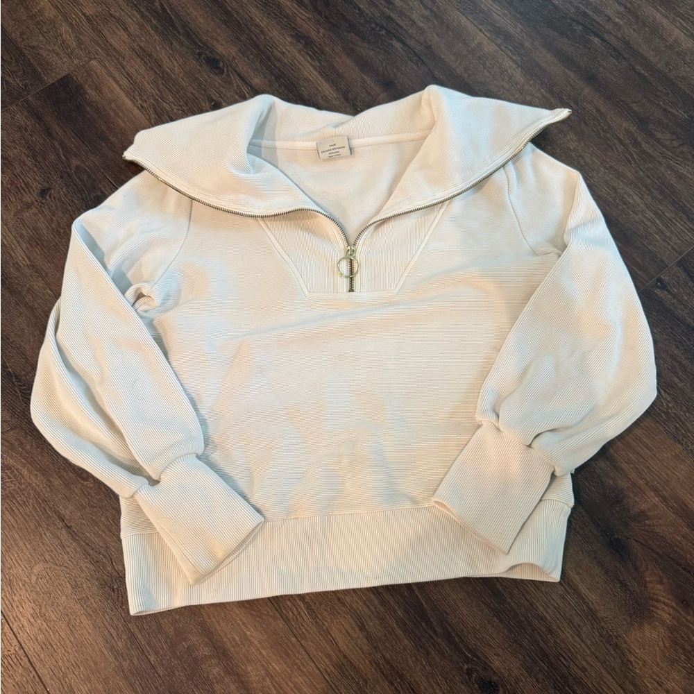 Varley Women's Cream Quarter-Zip Sailor Collar Pullover